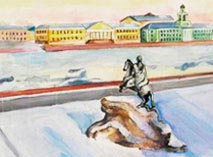 Медный всадник — памятник Петру I. Рисунок. Медный всадник